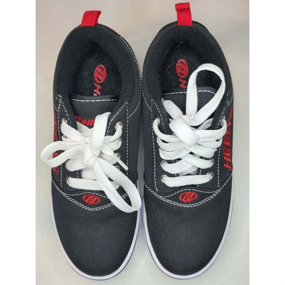Heelys Pro 20 Roller Shoes Youth 4 Black Red White w/ Wheels EU 35